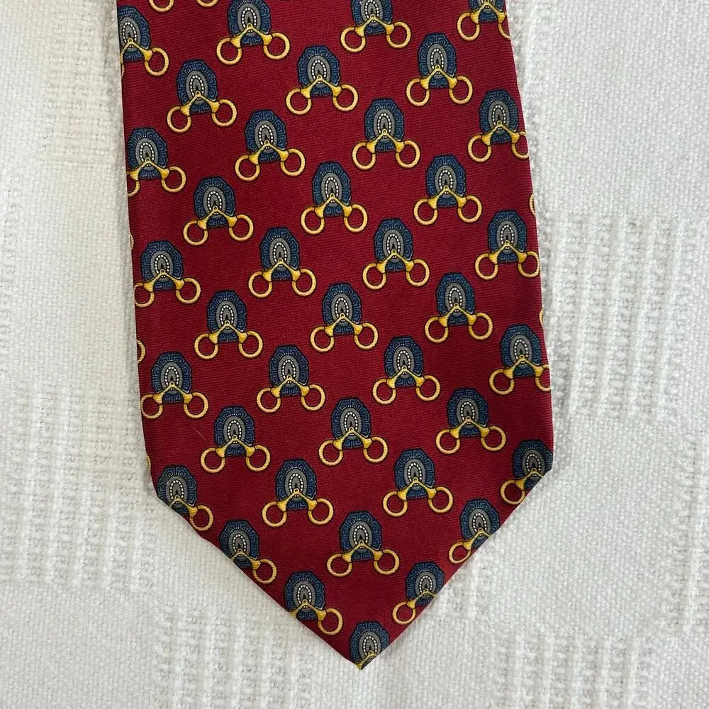 Paulo Gucci Red Blue Gold Mens Necktie 100% Silk Hand Finished